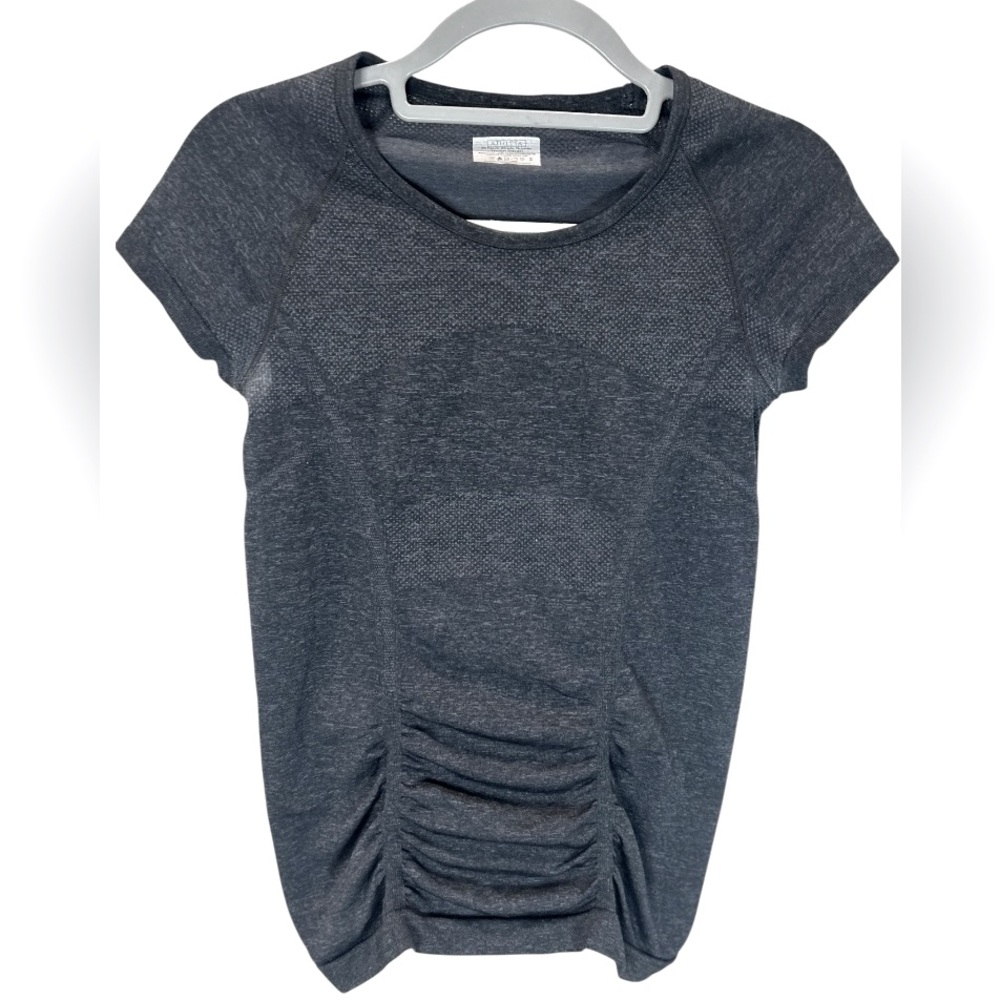 Athleta Fast Track Ruched Short Sleeve Tee Gray Women’s size Small